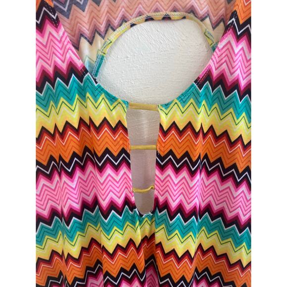 COOGI Vintage Plus Size Rare Zig Zag Maxi Dress Cover Up Chevron 2X Swimwear - Picture 2 of 9